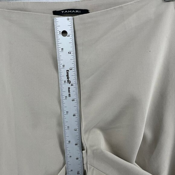 Tahari Pants Women's Sz 8 Ivory Cream Mid-Rise Slim Tapered Flat Front Stretch - Picture 4 of 11
